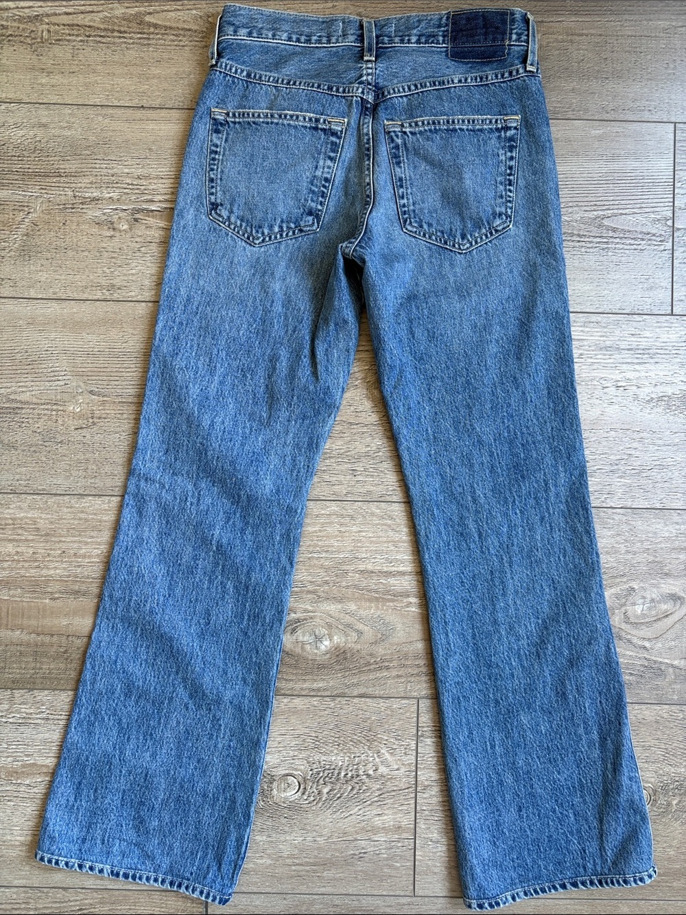 AMO Denim Marcenia Mid Rise Slouchy Bootcut Flare Jeans in Murmer Medium Wash - Picture 2 of 4